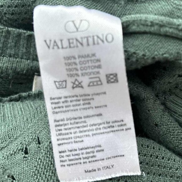 Valentino Forest Green Cotton Jacquard Knit Sweater with Surface Wear – US XS - Picture 12 of 12